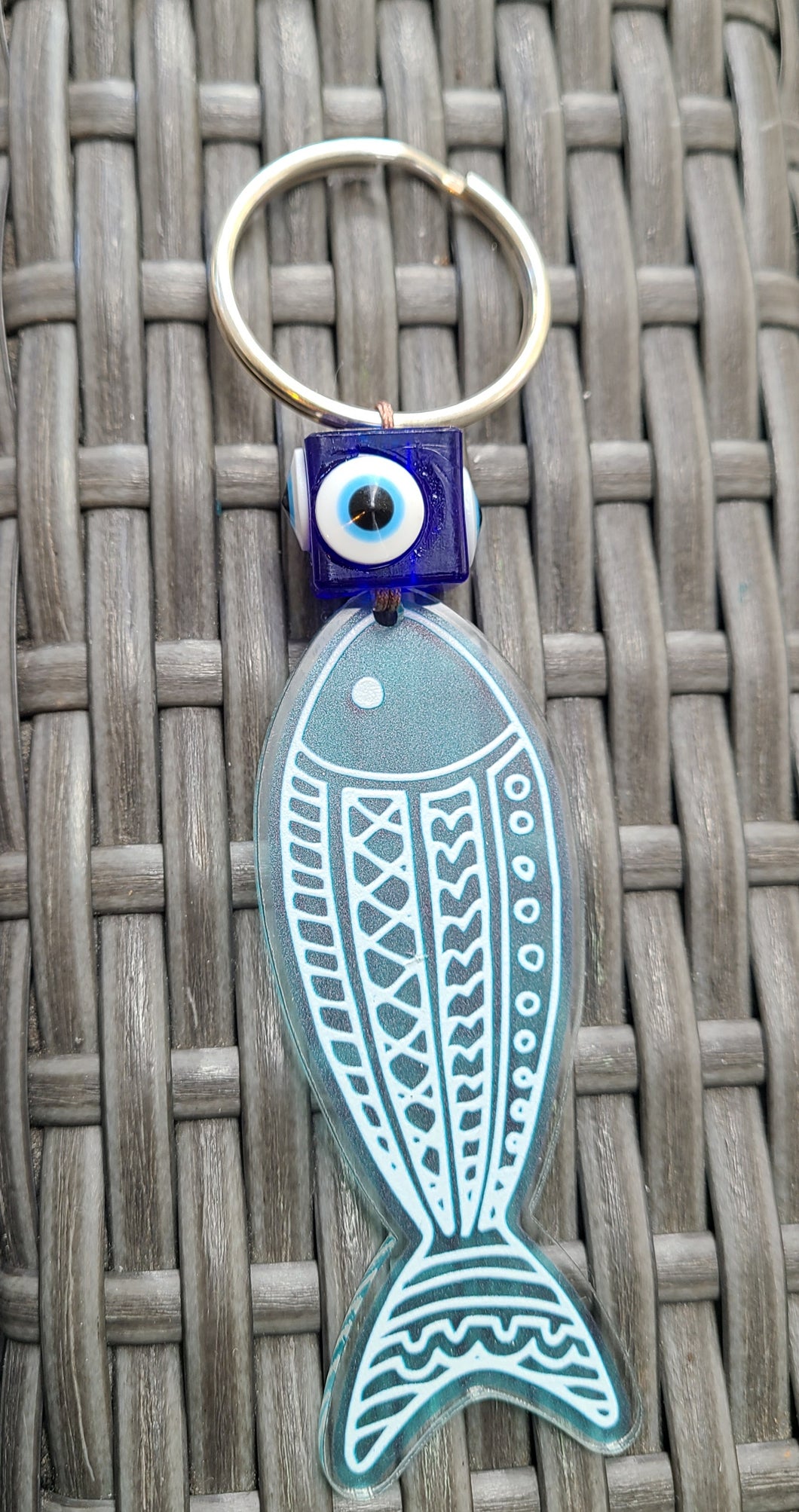 Evil eye fish keychain