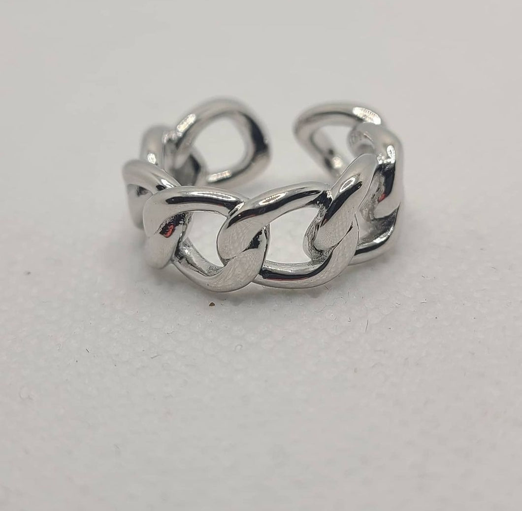 Silver chain ring with adjustable band